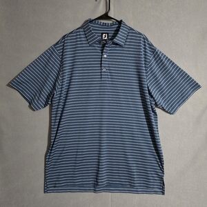 Footjoy Mens Blue (Ink) Triple Pinstripe Performance Golf Polo Size XL